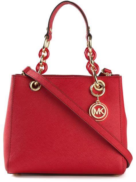 michael kors cynthia red leather satchel|Michael Kors non leather bags.